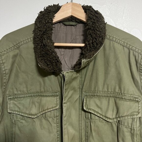 American Eagle Green Field Jacket with Faux Fur Collar - Picture 7 of 11